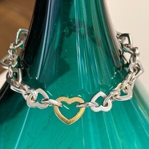 Tiffany & Co Silver and Gold Heart Link Bracelet